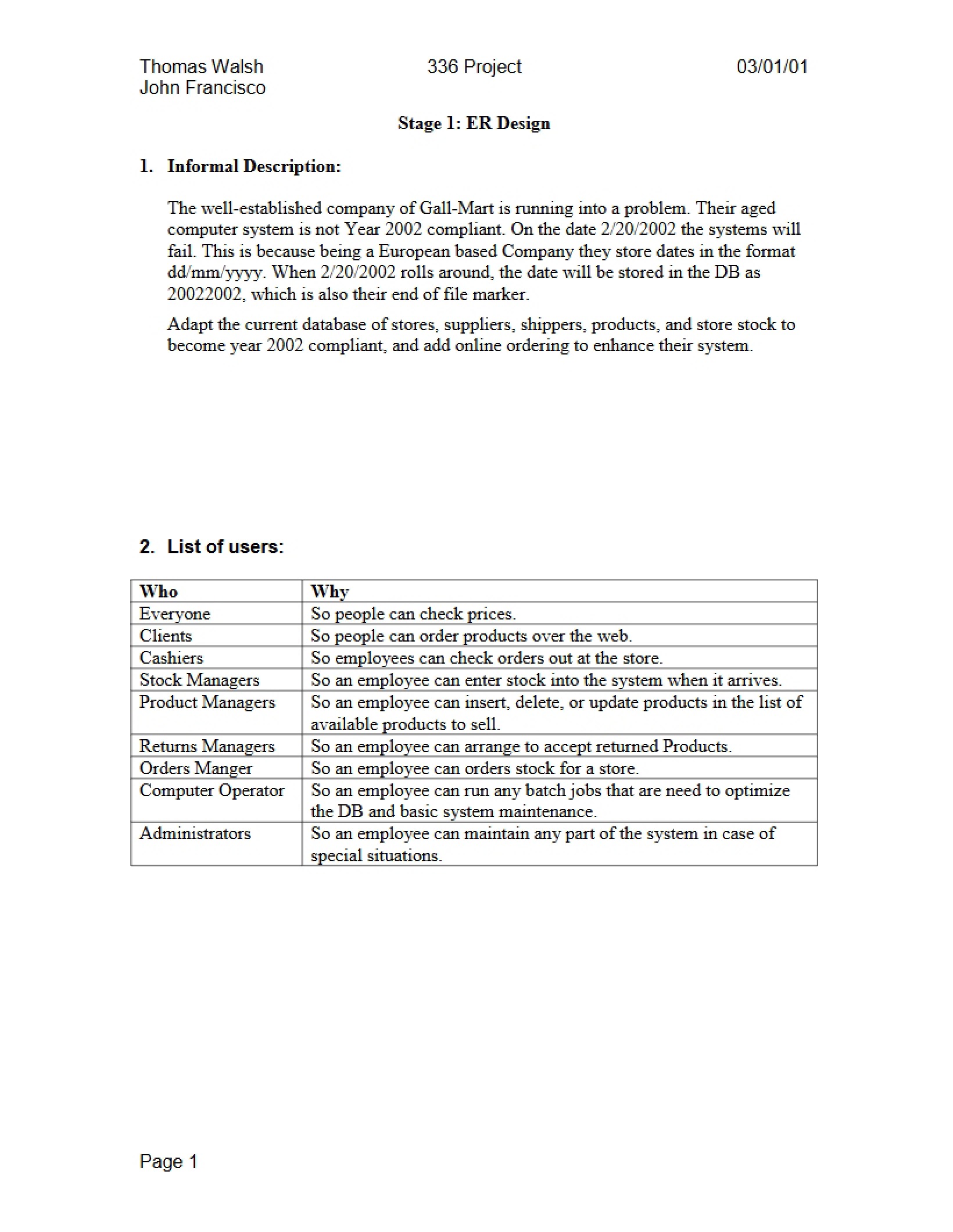 Design of ER