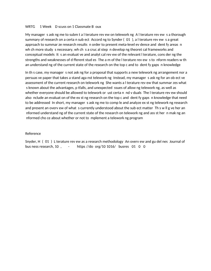 WRTG 391 Discussion 1 - Classmate Bijoux