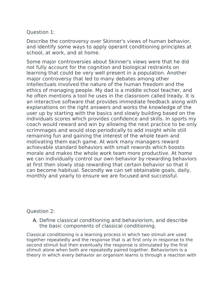 Skinner's Views on Human Behavior and Conditioning - Controversies