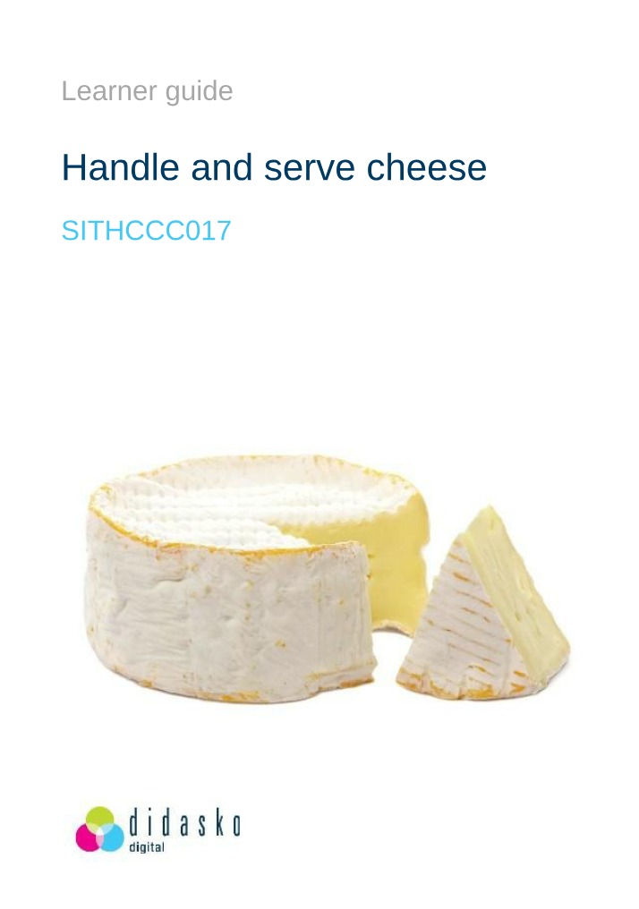 Handling and Serving Cheese - A Learner Guide