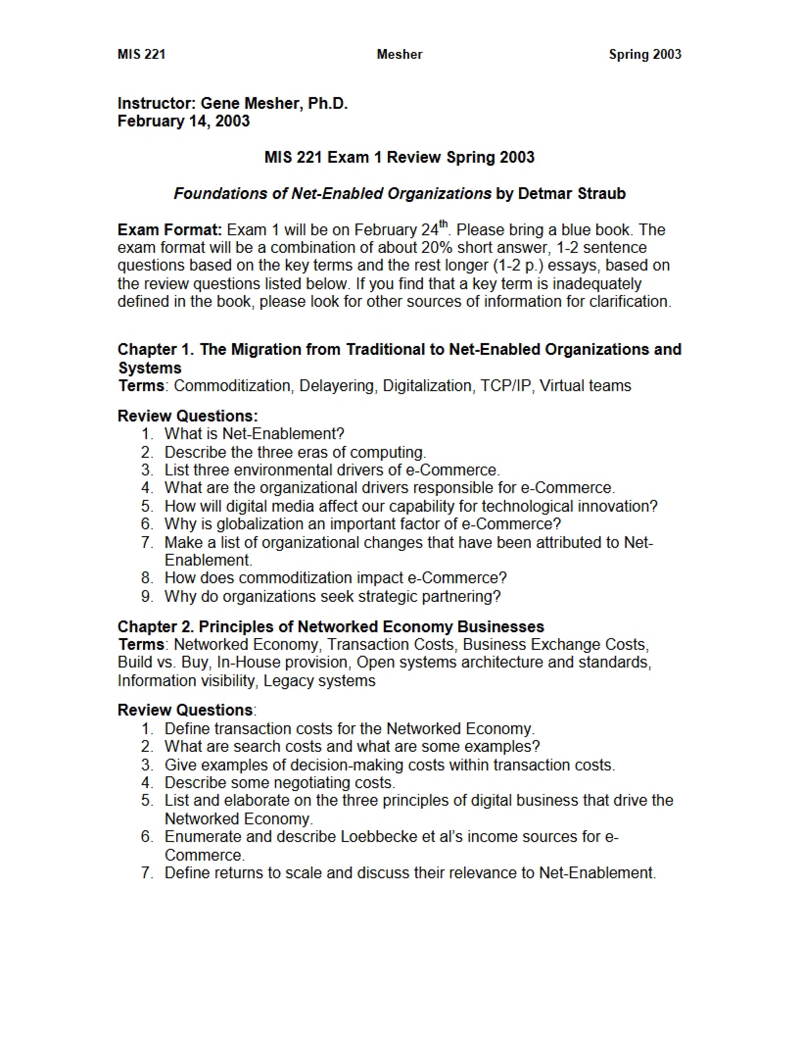 Management Info Systems Exam Guide