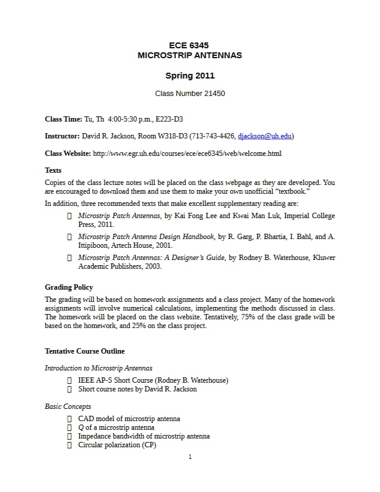 Microstrip Antennas Syllabus 1