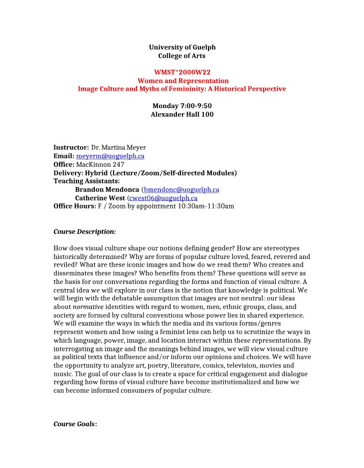 WMST 2000 Course Outline