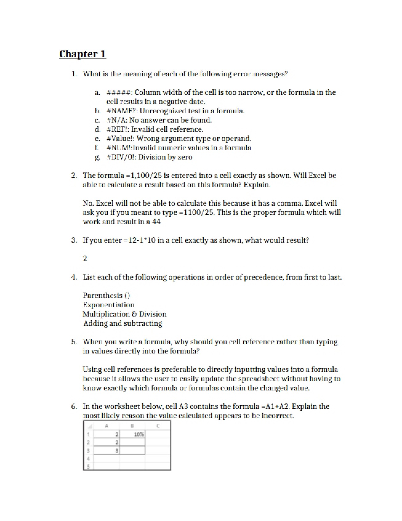 Spreadsheets Ch. 1