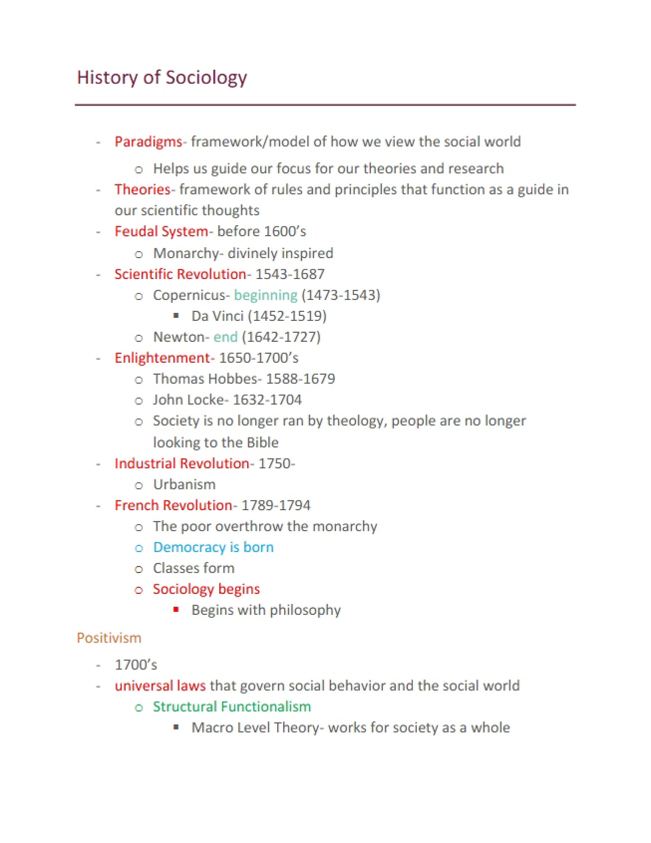 Sociology's History