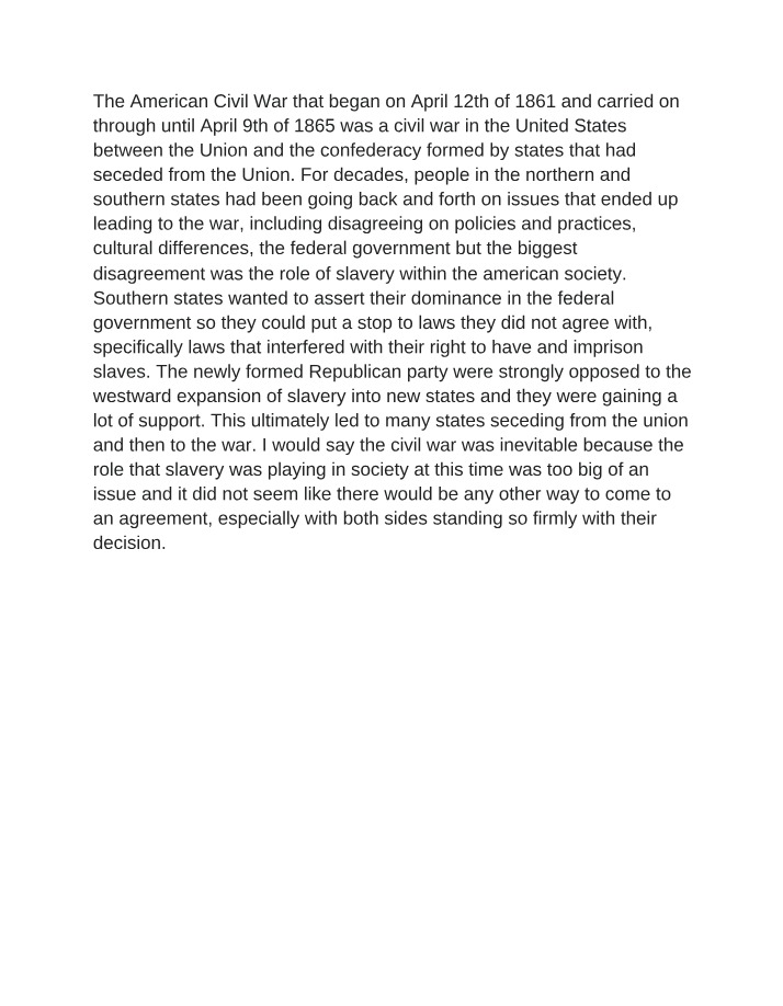 The American Civil War - Causes, Conflicts, and Slavery
