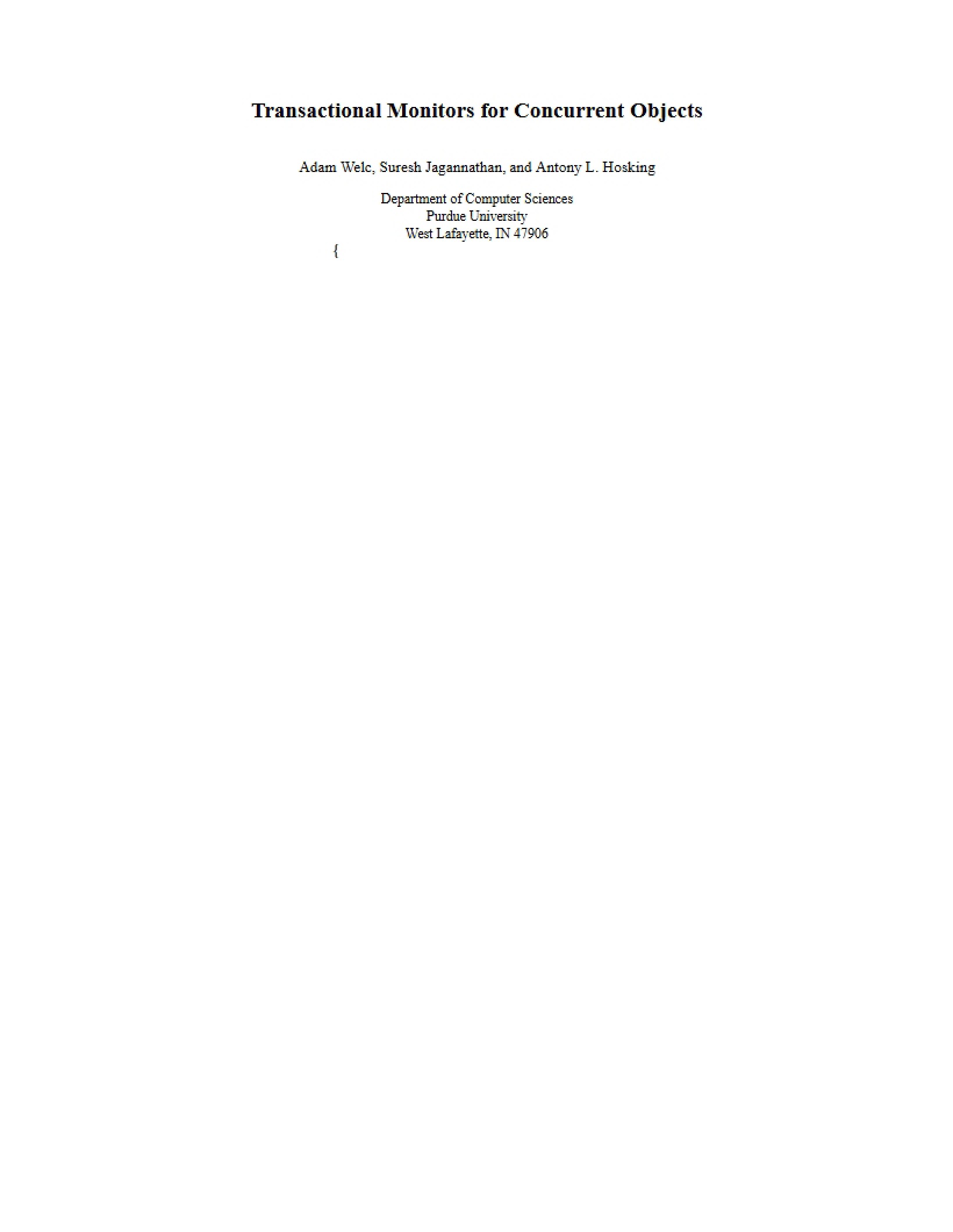 Concurrent Objects and Transactional Monitors