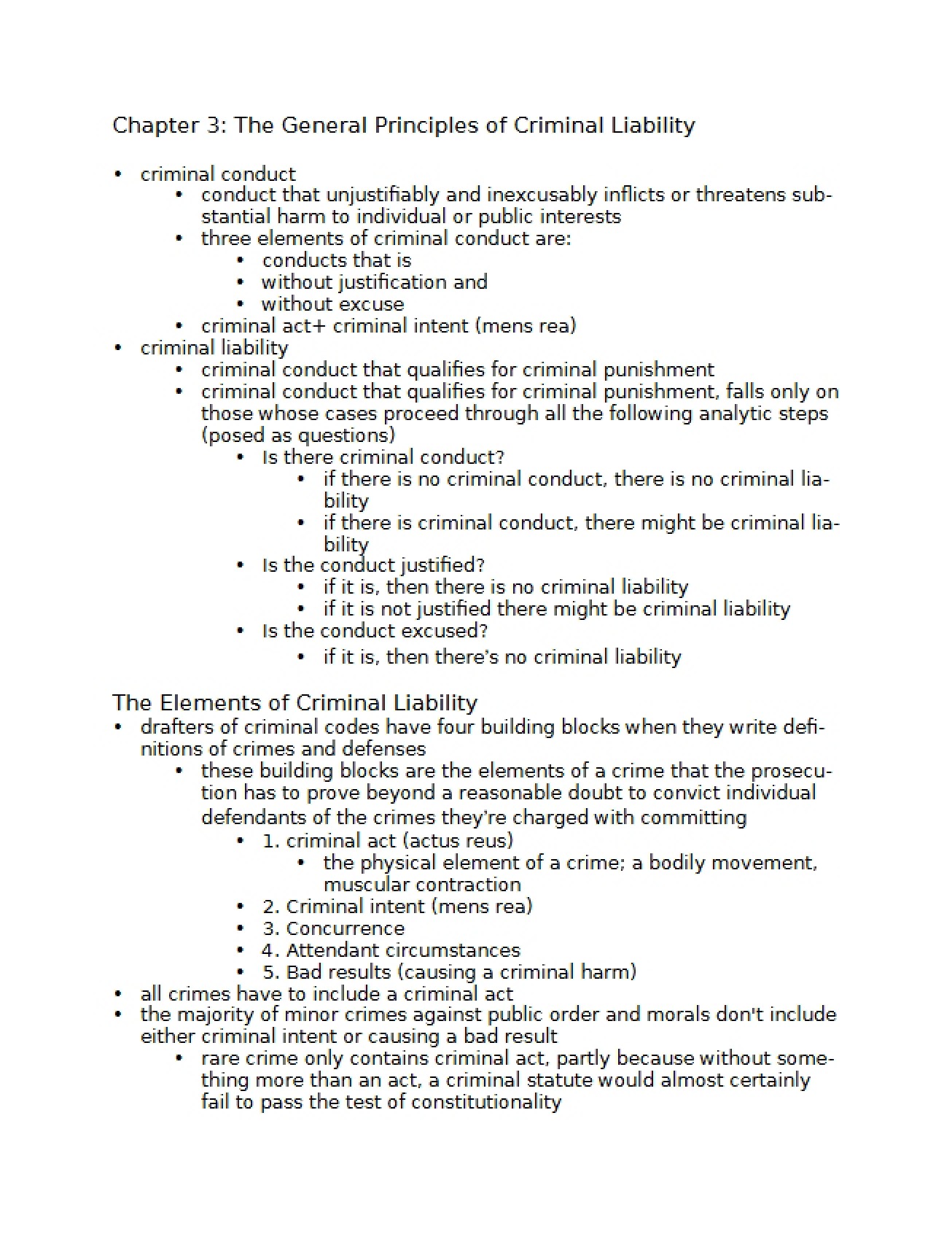 General Principles of Criminal Liability Chapter Three