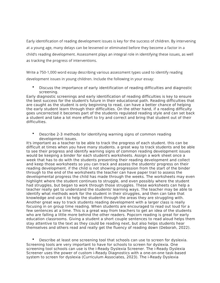 Methods and Importance of Identifying Reading Development Issues