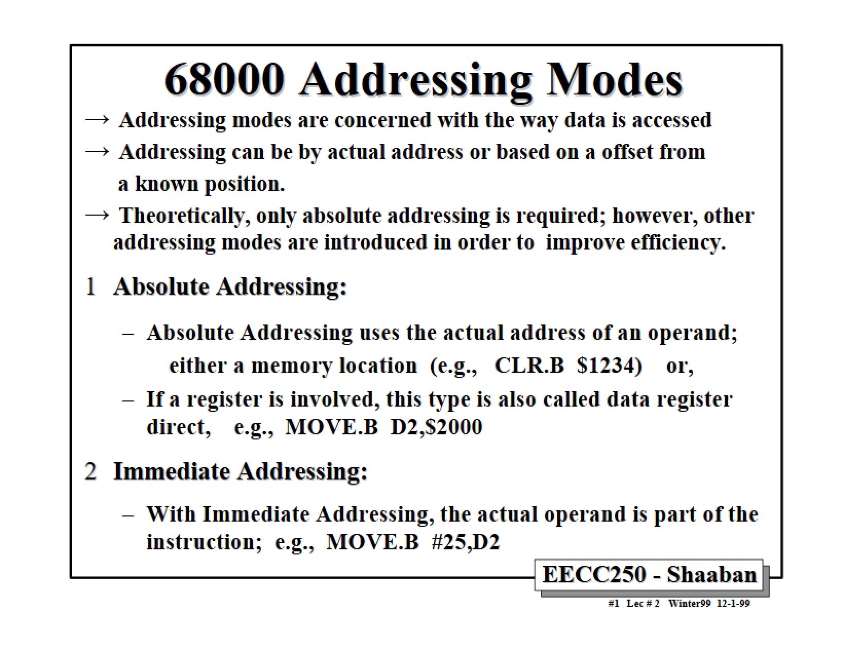 Addressing Modes for 68000