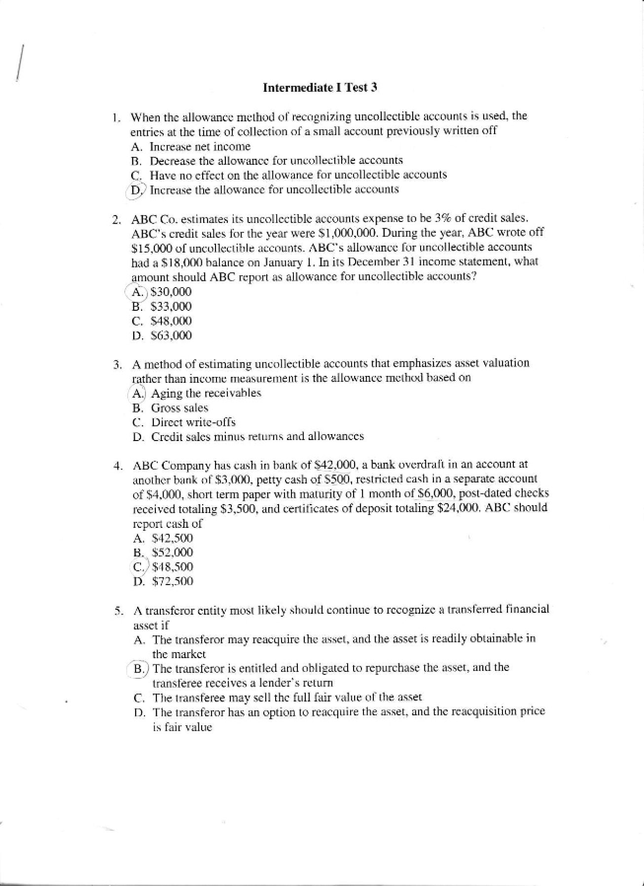 Third Test for Intermediate Accounting