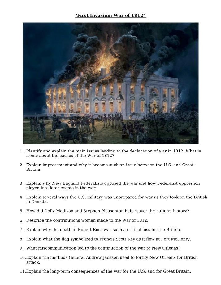 Causes and Irony of the War of 1812