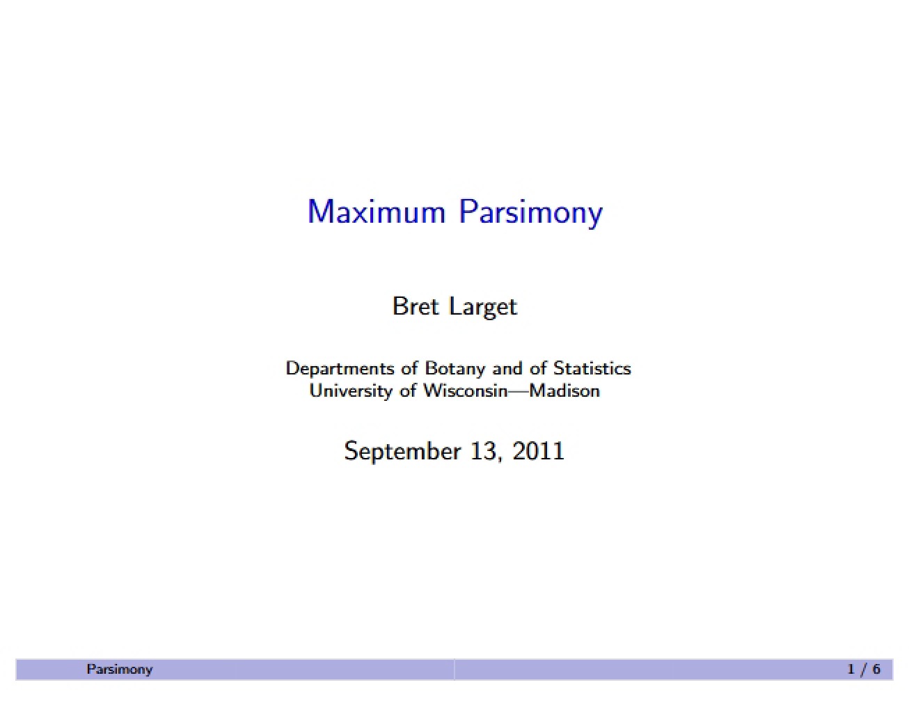 Parsimony (Maximum)