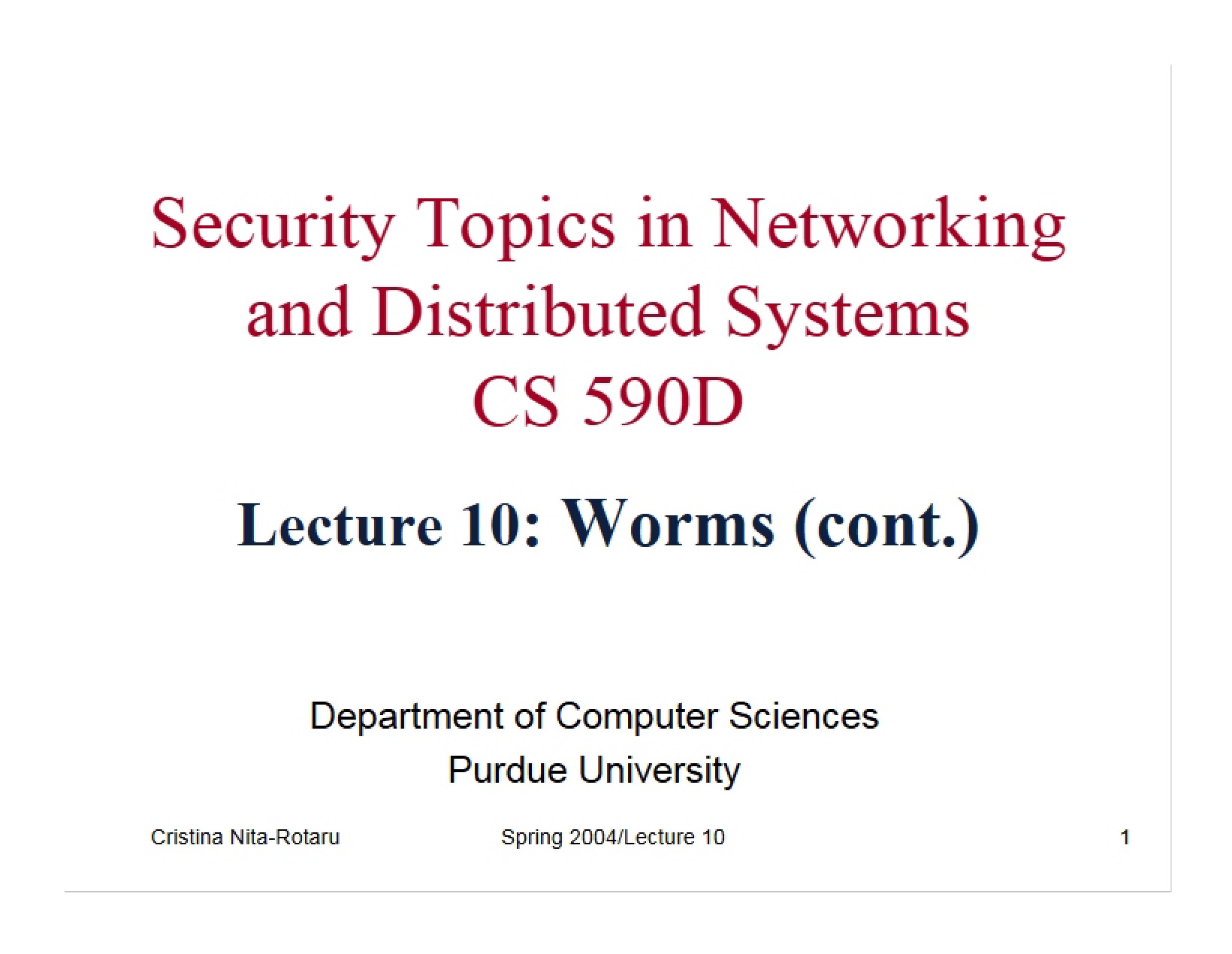 Networking Security Topics