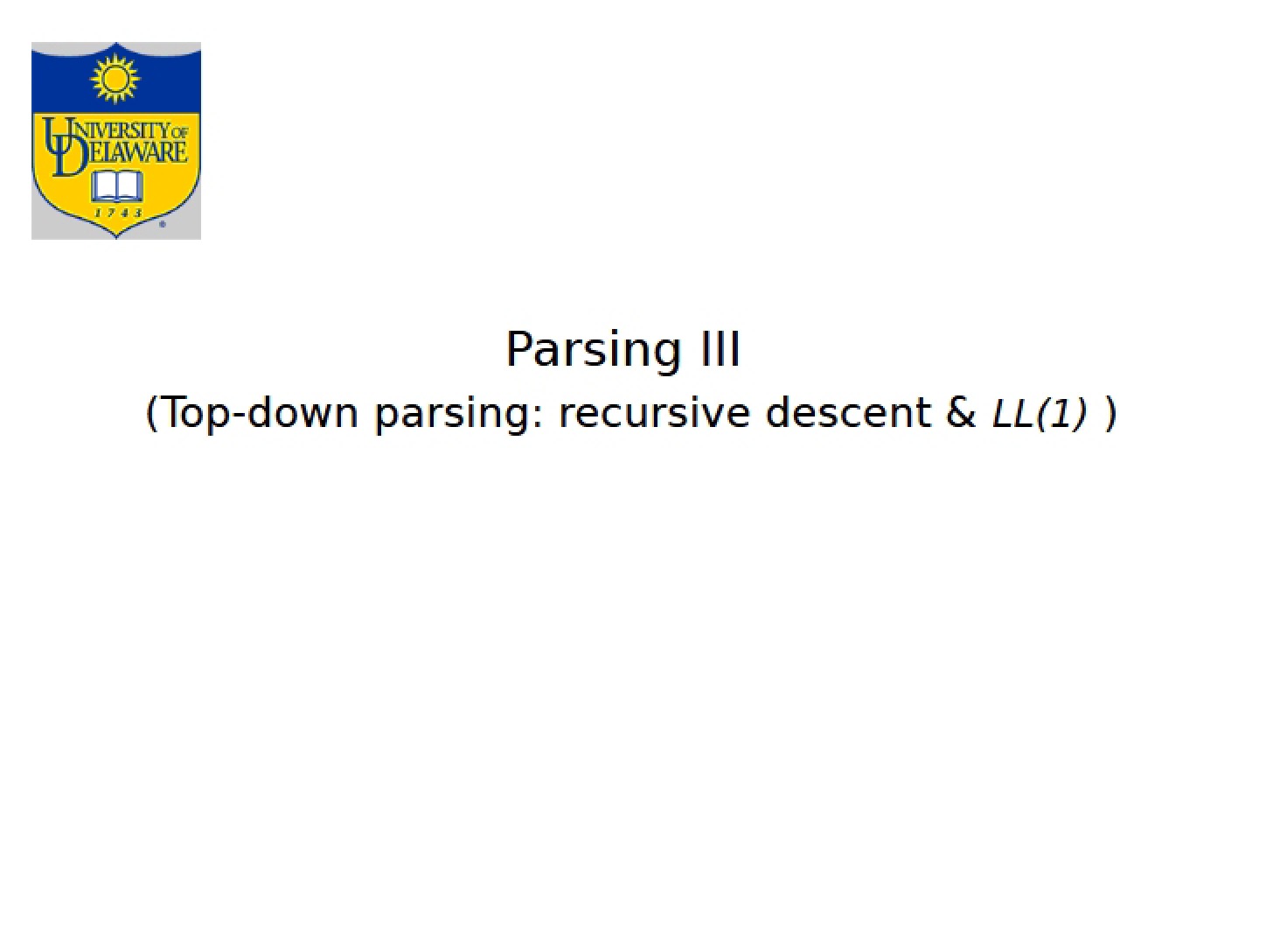 Third Parsing Lecture