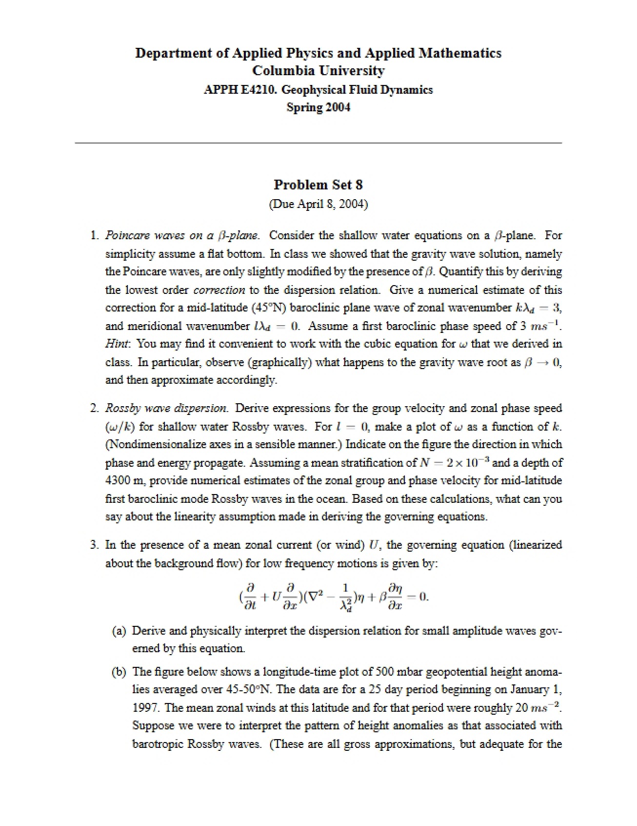Applied Physics Problem Set 8
