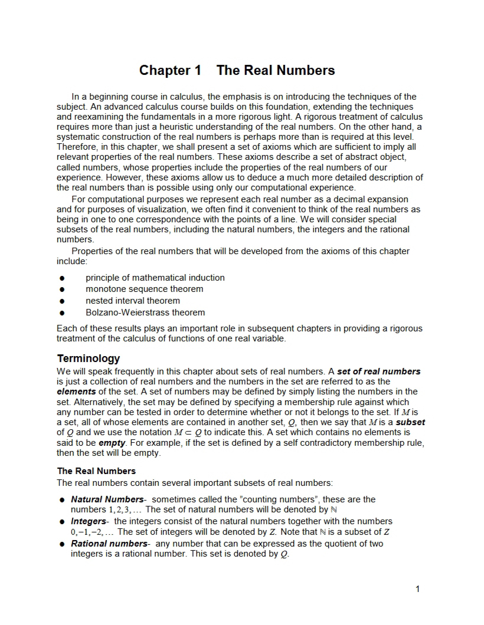 Real Numbers (Ch 1)