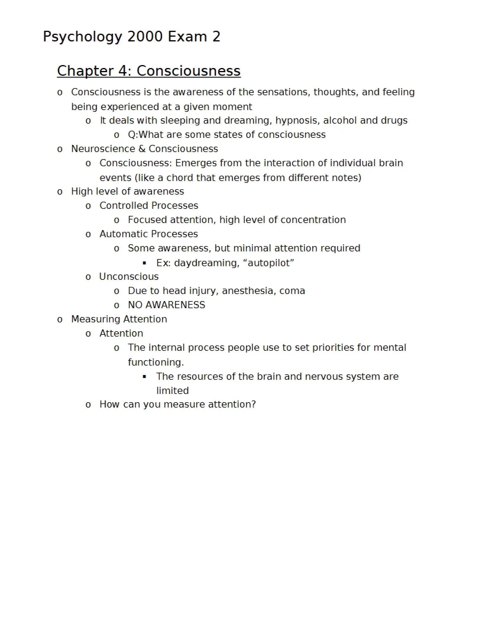 Consciousness (Chapter Four)