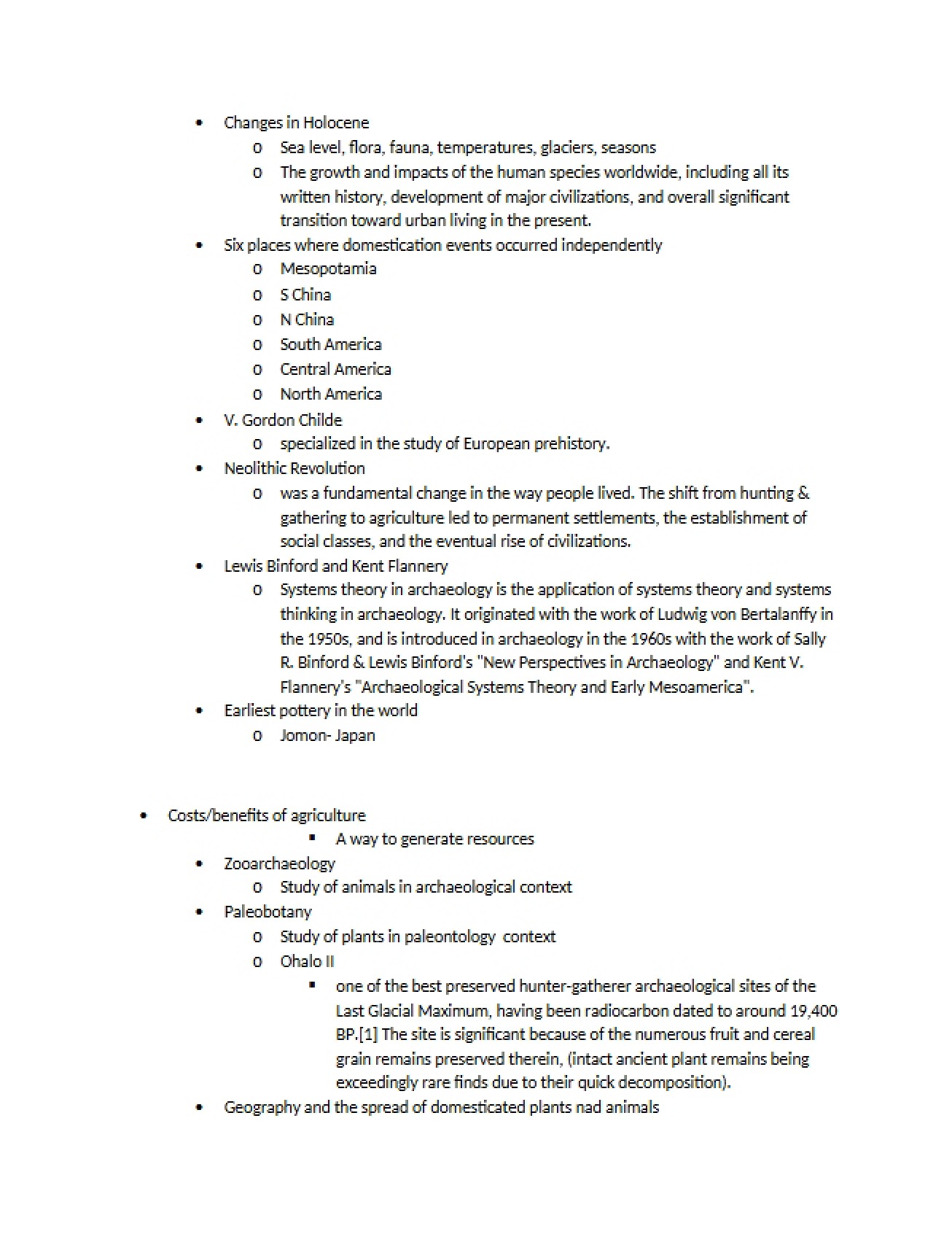 Holocene Era Changes