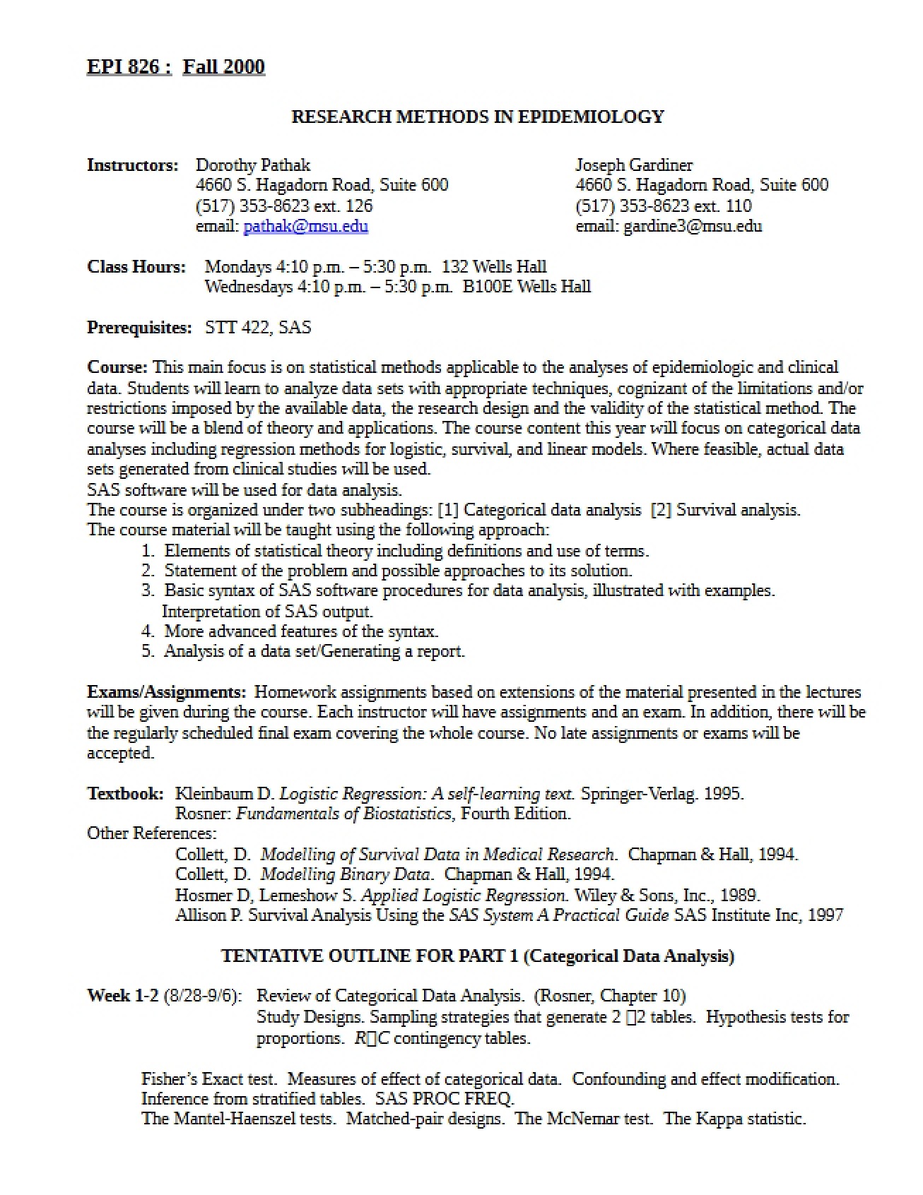 EPI 826 Syllabus