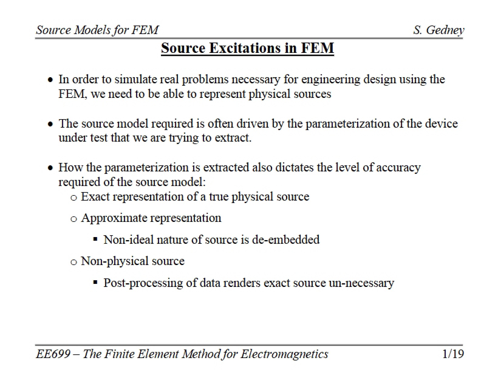 FEM Source Excitations