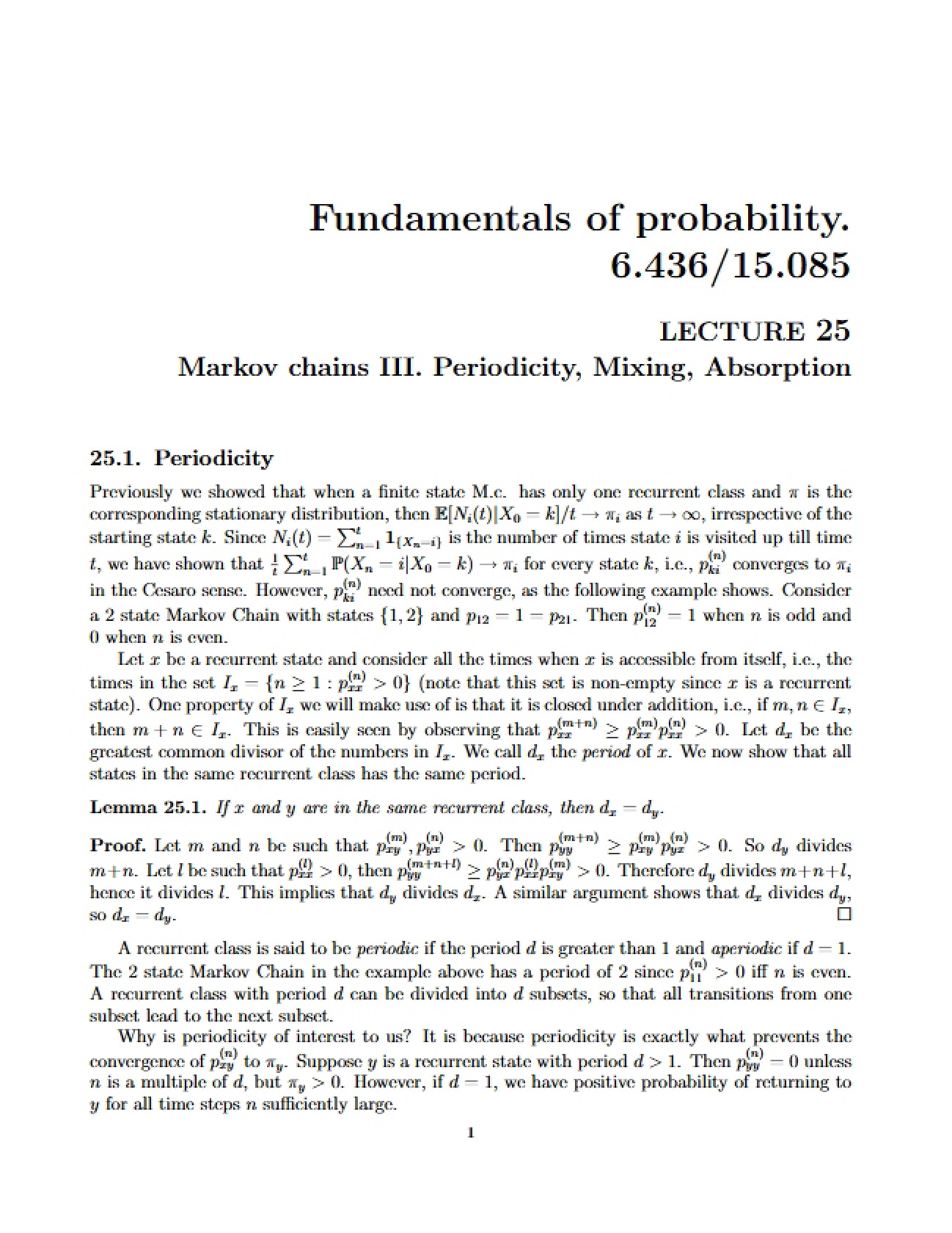 Chains of Markov