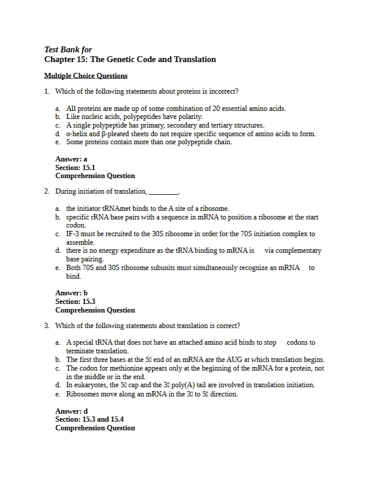 Genetics Principles Chapter Fifteen