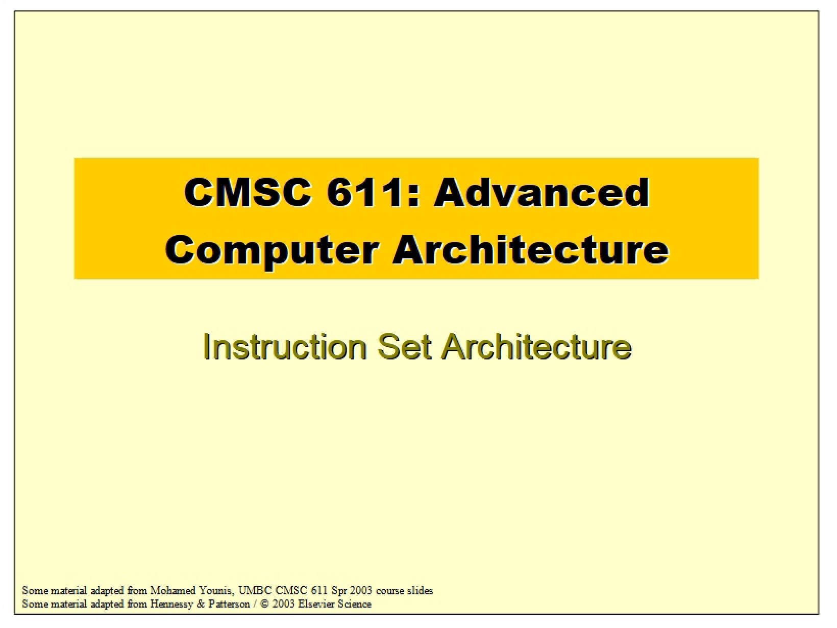 Architecture of Instruction Sets - Advanced Computer Architecture