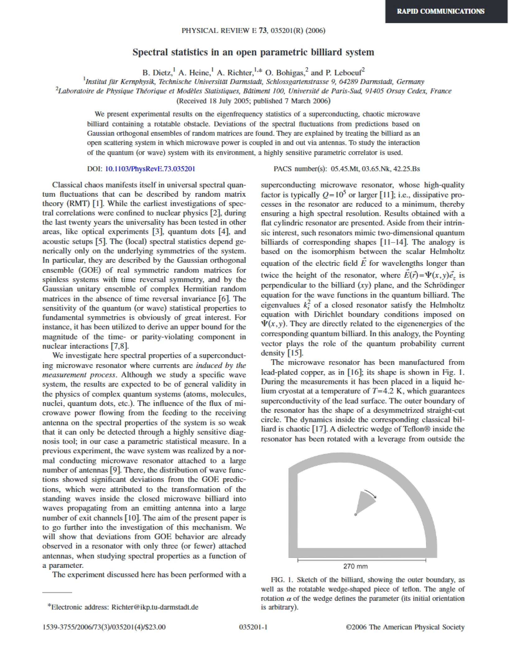 Open Parametric Billiard Systems Spectral Statistics