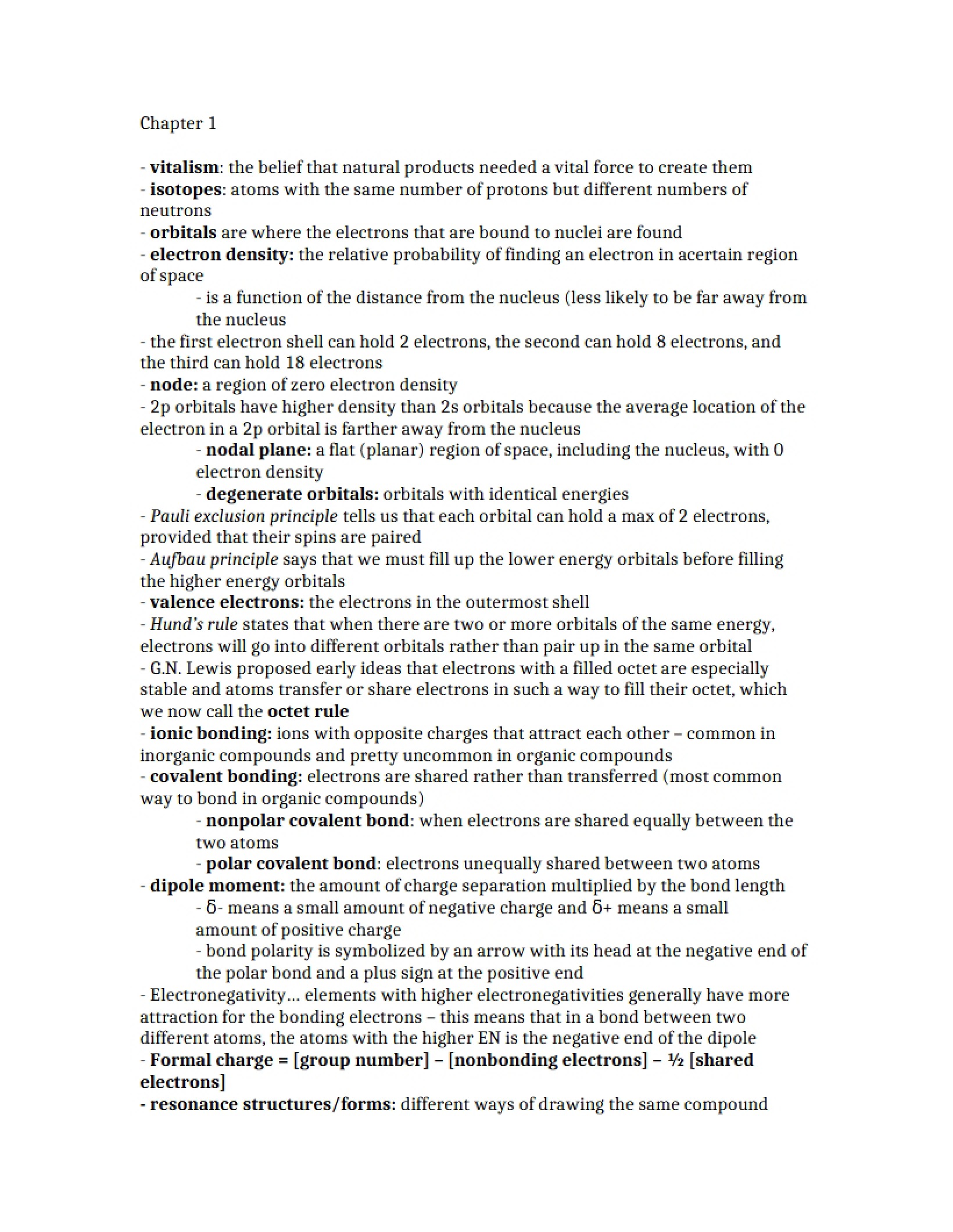 Organic Chemistry I Chapter One