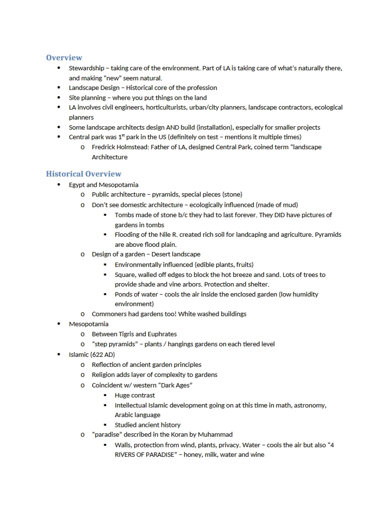 Landscape Arch Lecture Notes