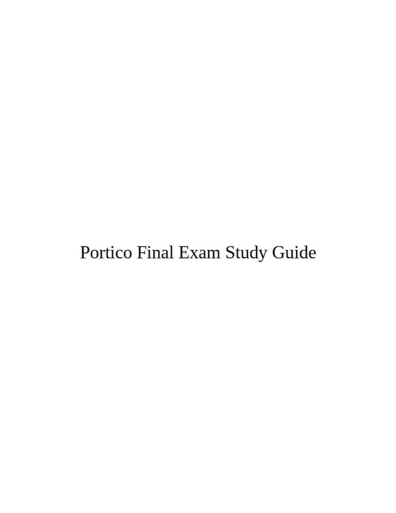 Final Examination Materials for Portico