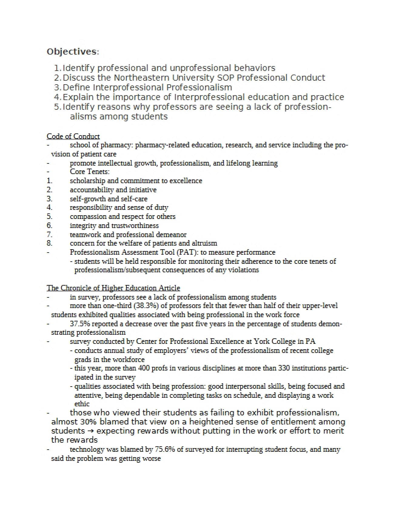 Pharmacy Professional Conduct Code