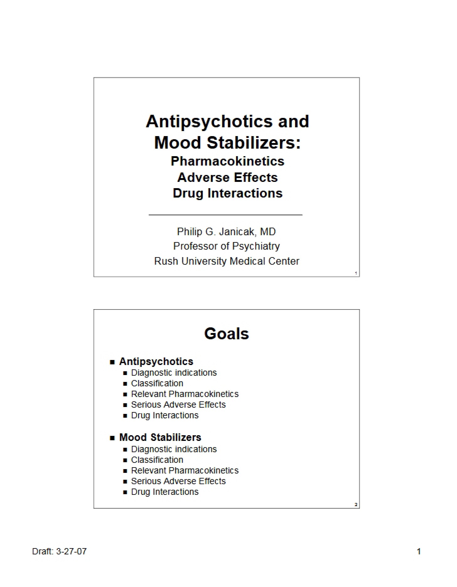 Updated Antipsychotics and Mood Stabilizers