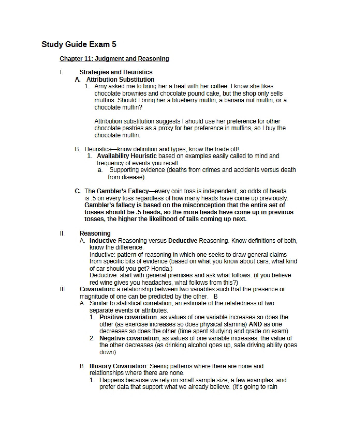 Study Guide for the Fifth Exam on Cognitive Psychology