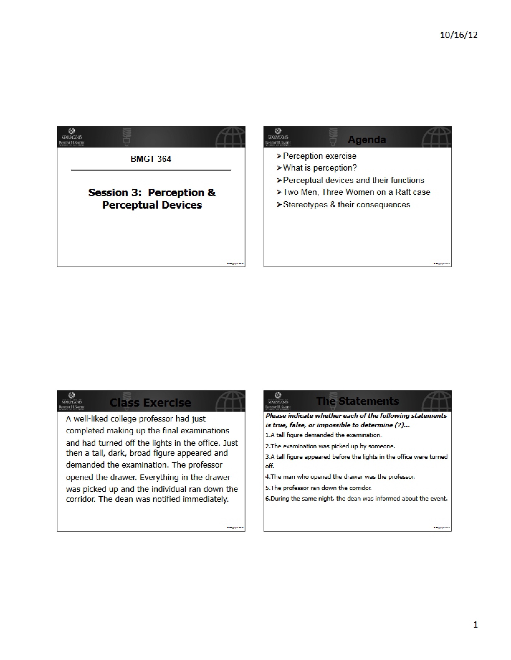 Perception and Perceptual Devices (Session 3)