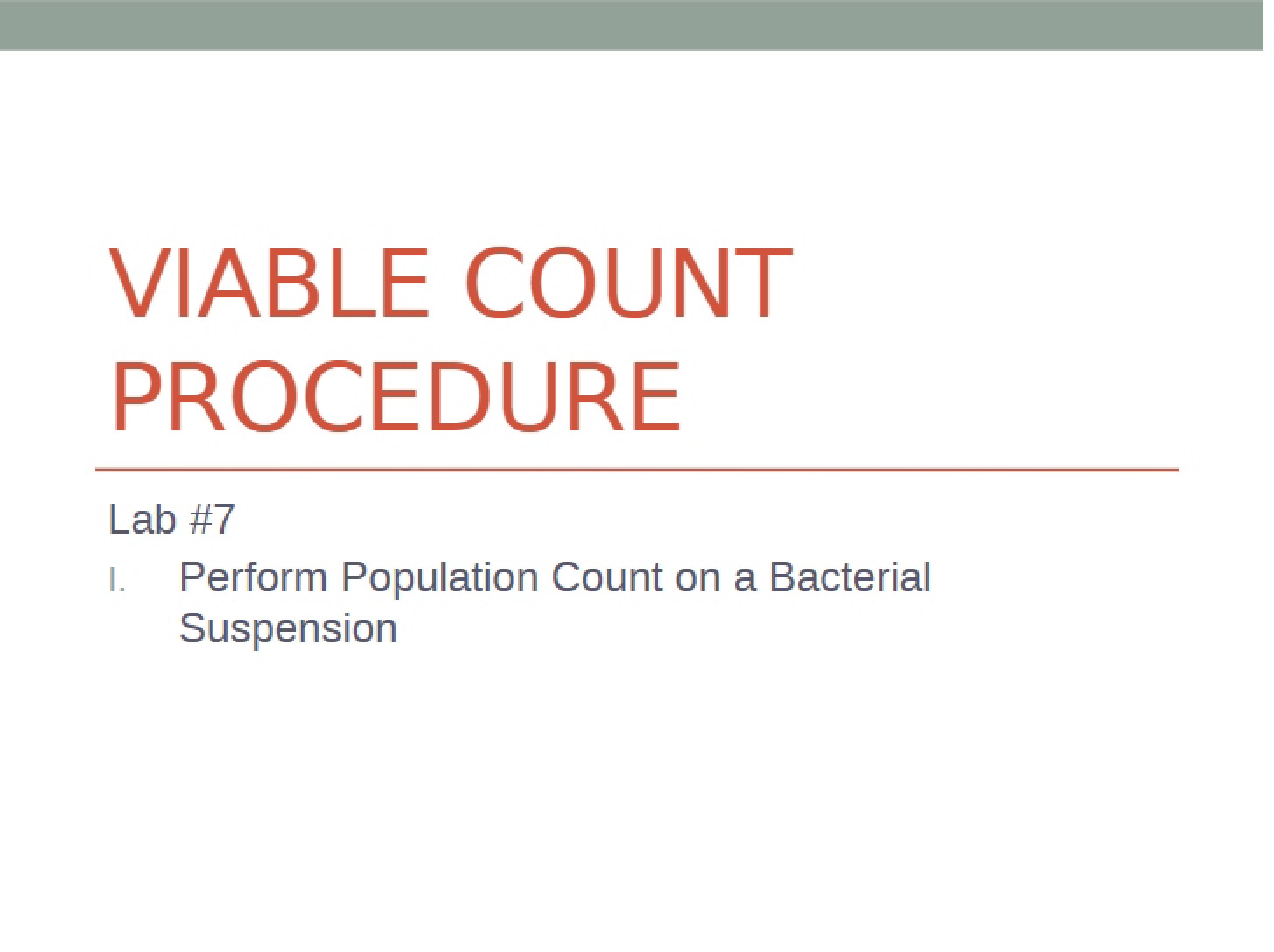 Student Lab 7 Counting Bacterial Populations