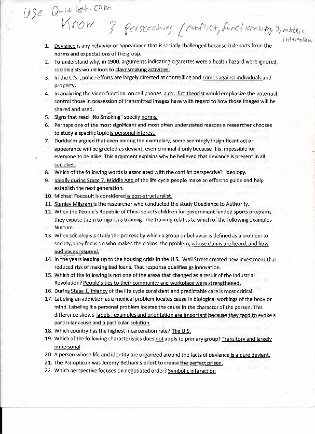 Introductory Sociology Honors Course Notes