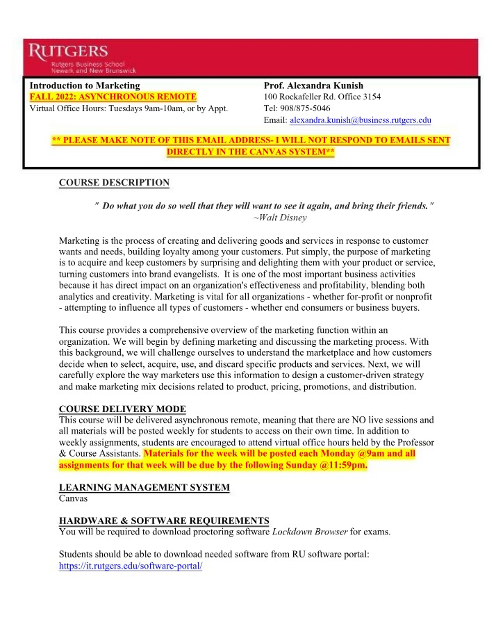 Syllabus - Introduction to Marketing