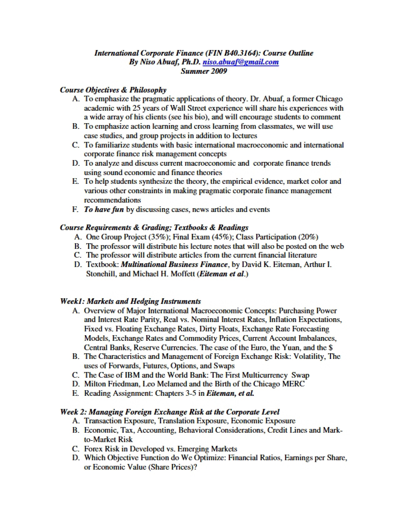 Outline Course