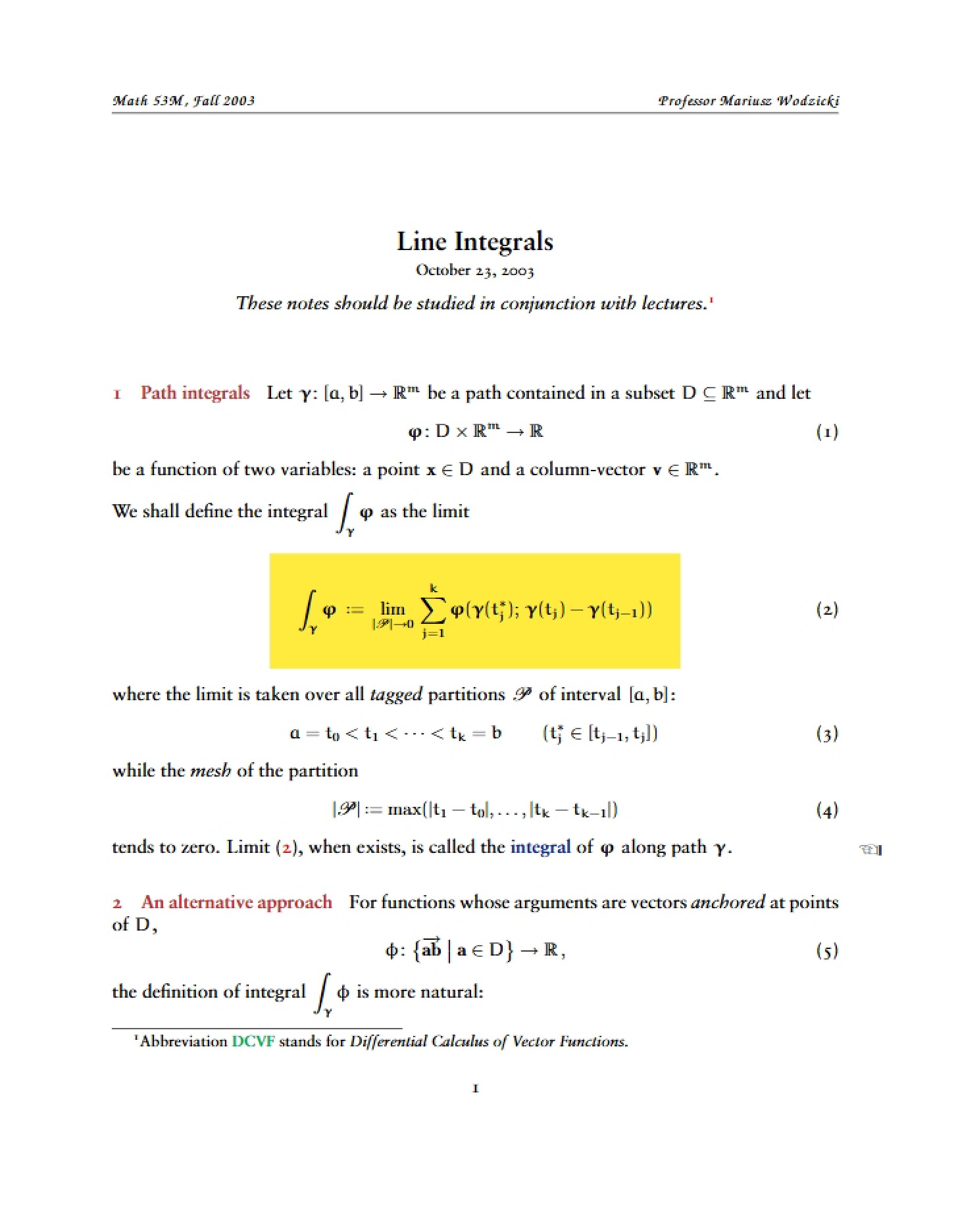 Integration along Lines