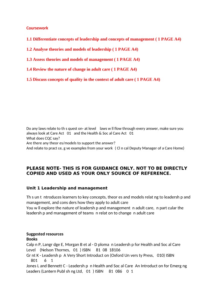 Coursework Requirements and Topic