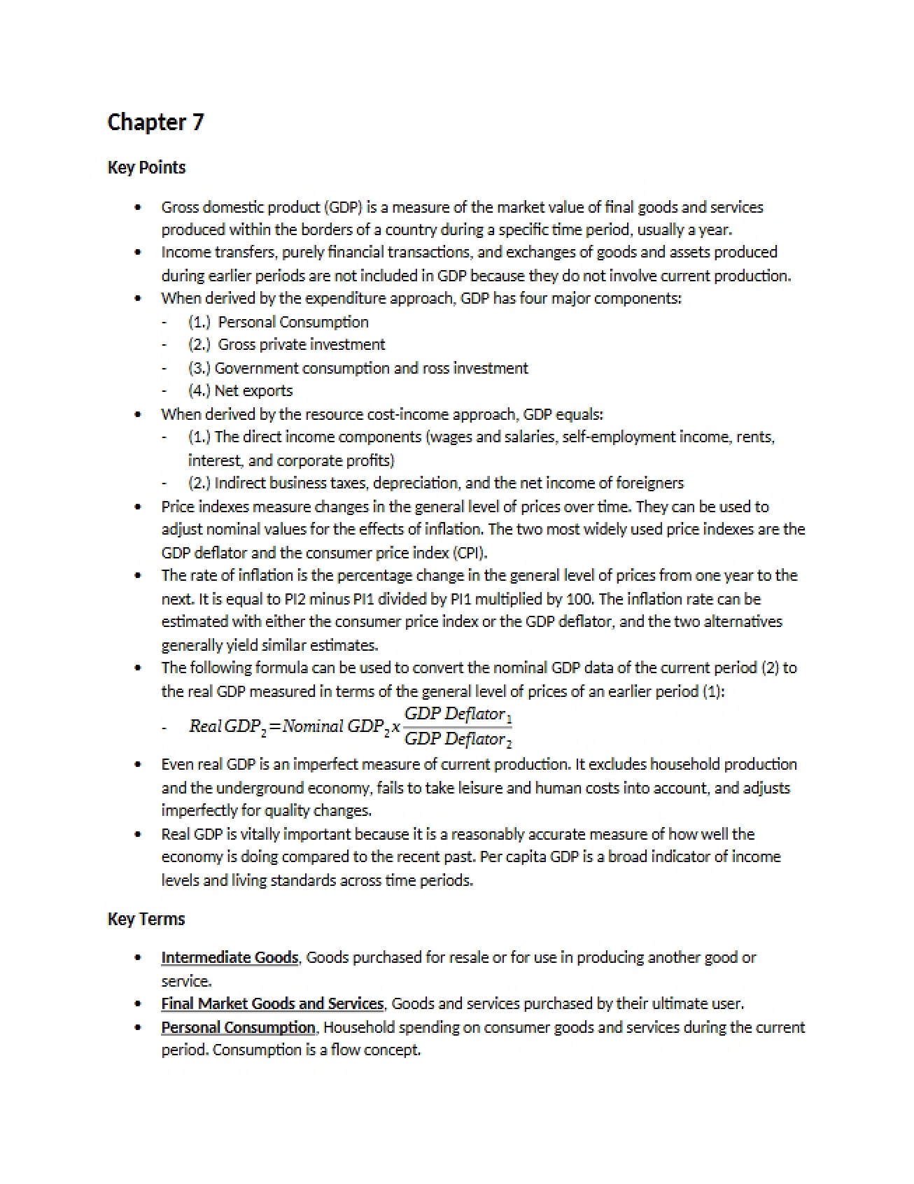 Chapter Seven Notes for Topics in Macroeconomics
