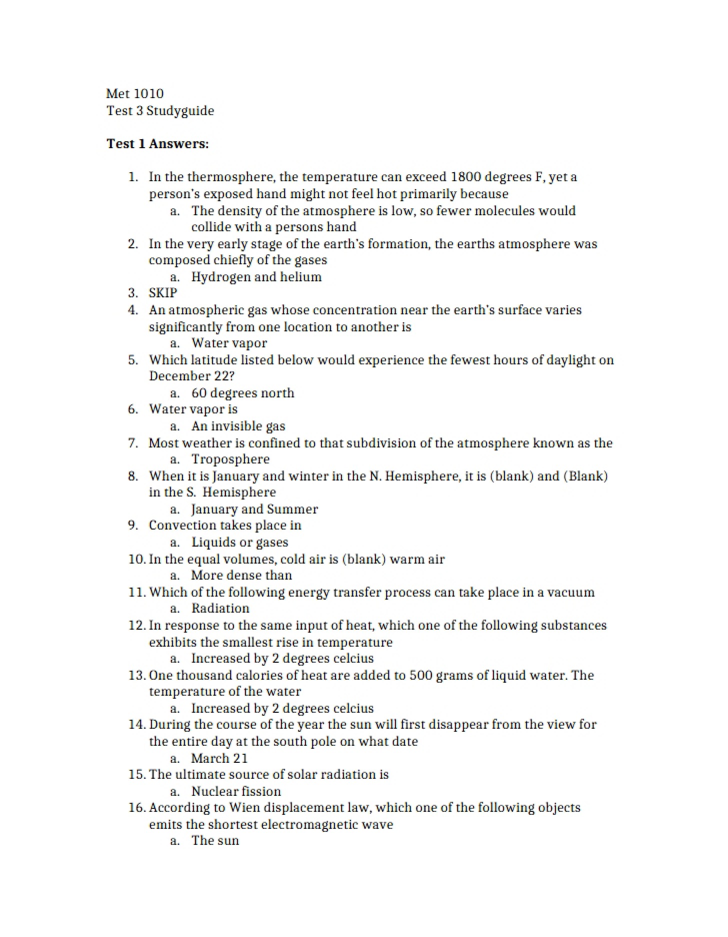 Guide for Test 3