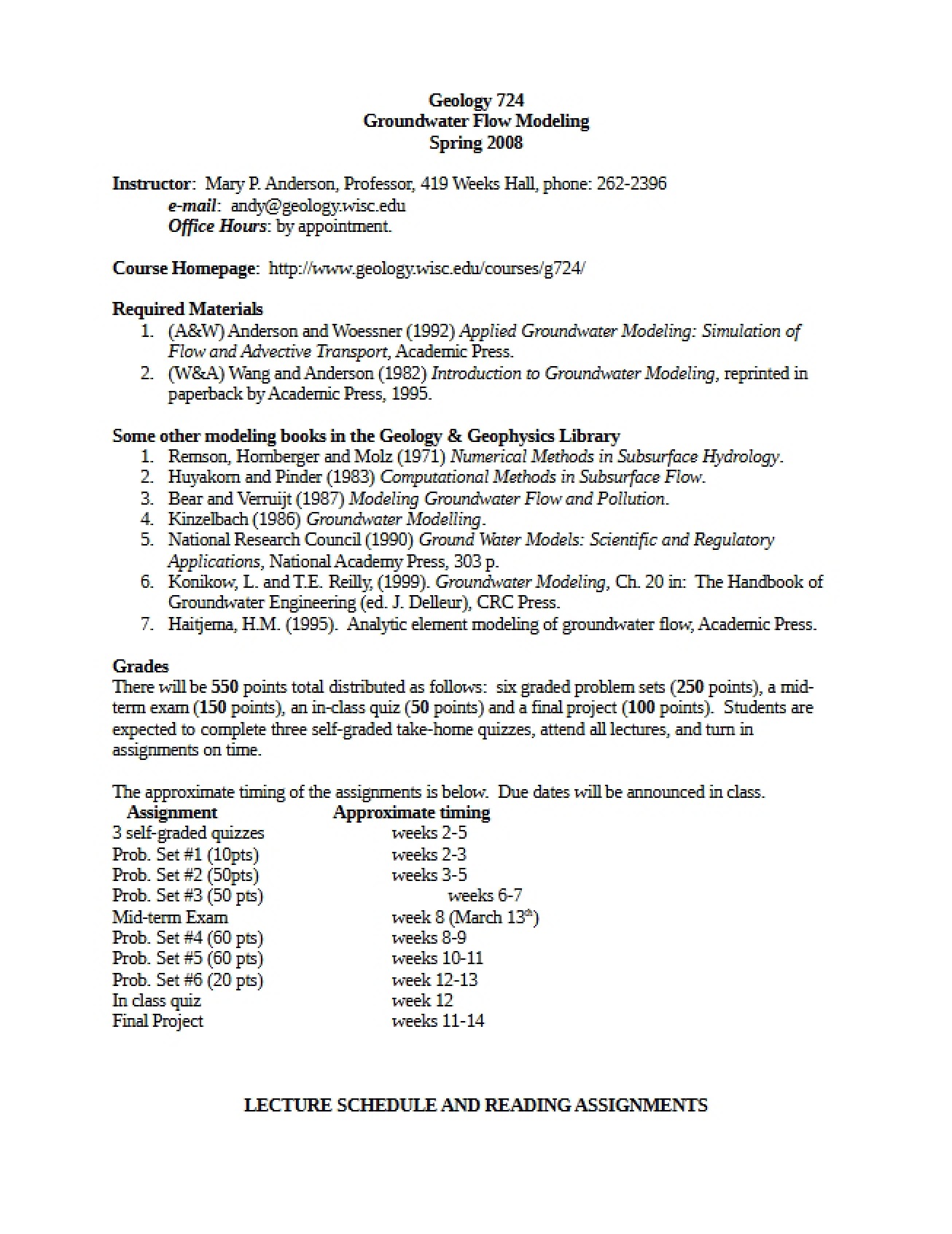 Course Syllabus Geol 724