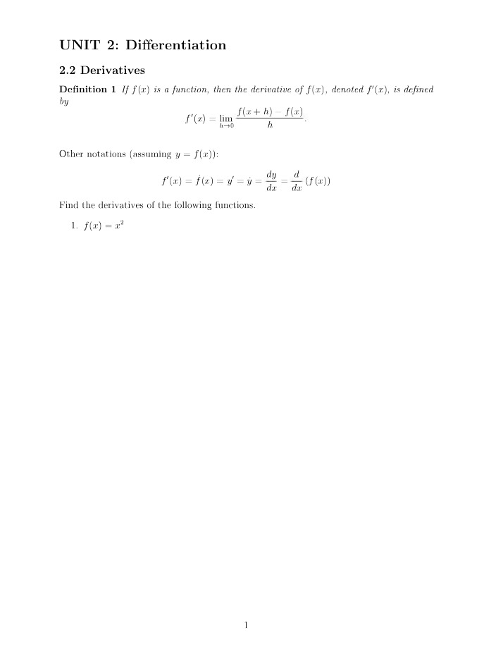 MATH1000 Unit 2 Notes Final