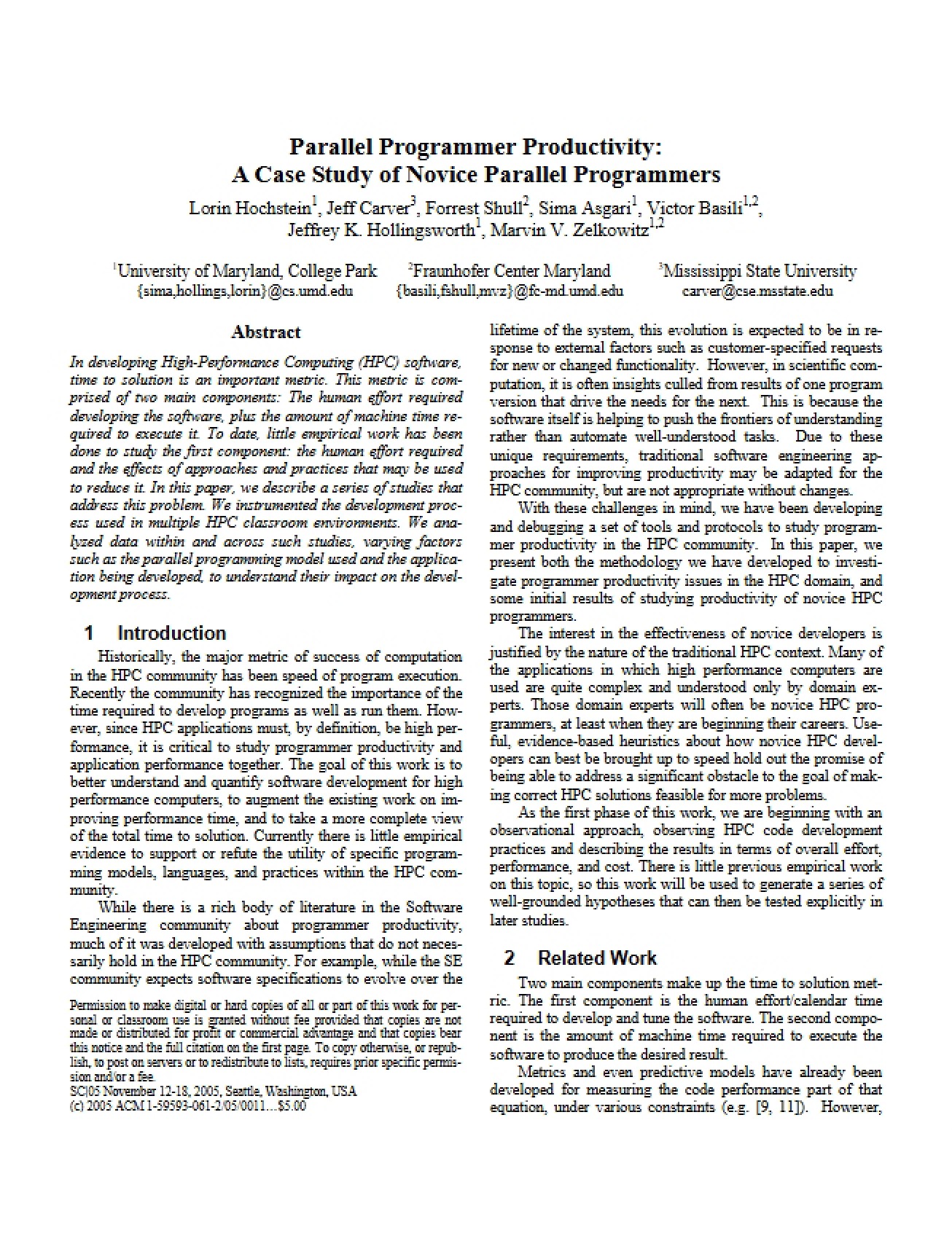 Productivity in Parallel Programming