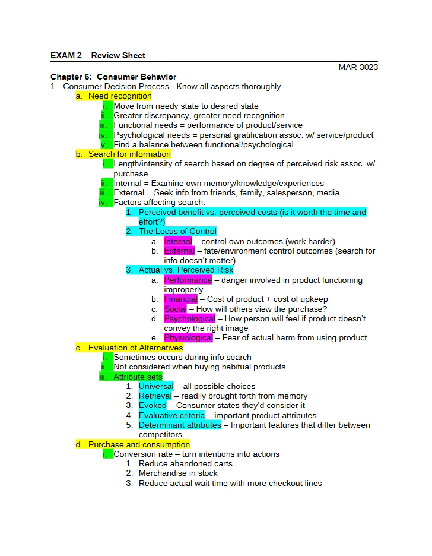 Consumer Behavior (Chapter 6)