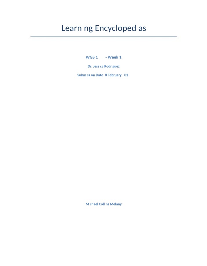 Learning Encyclopedias for WGS 1442