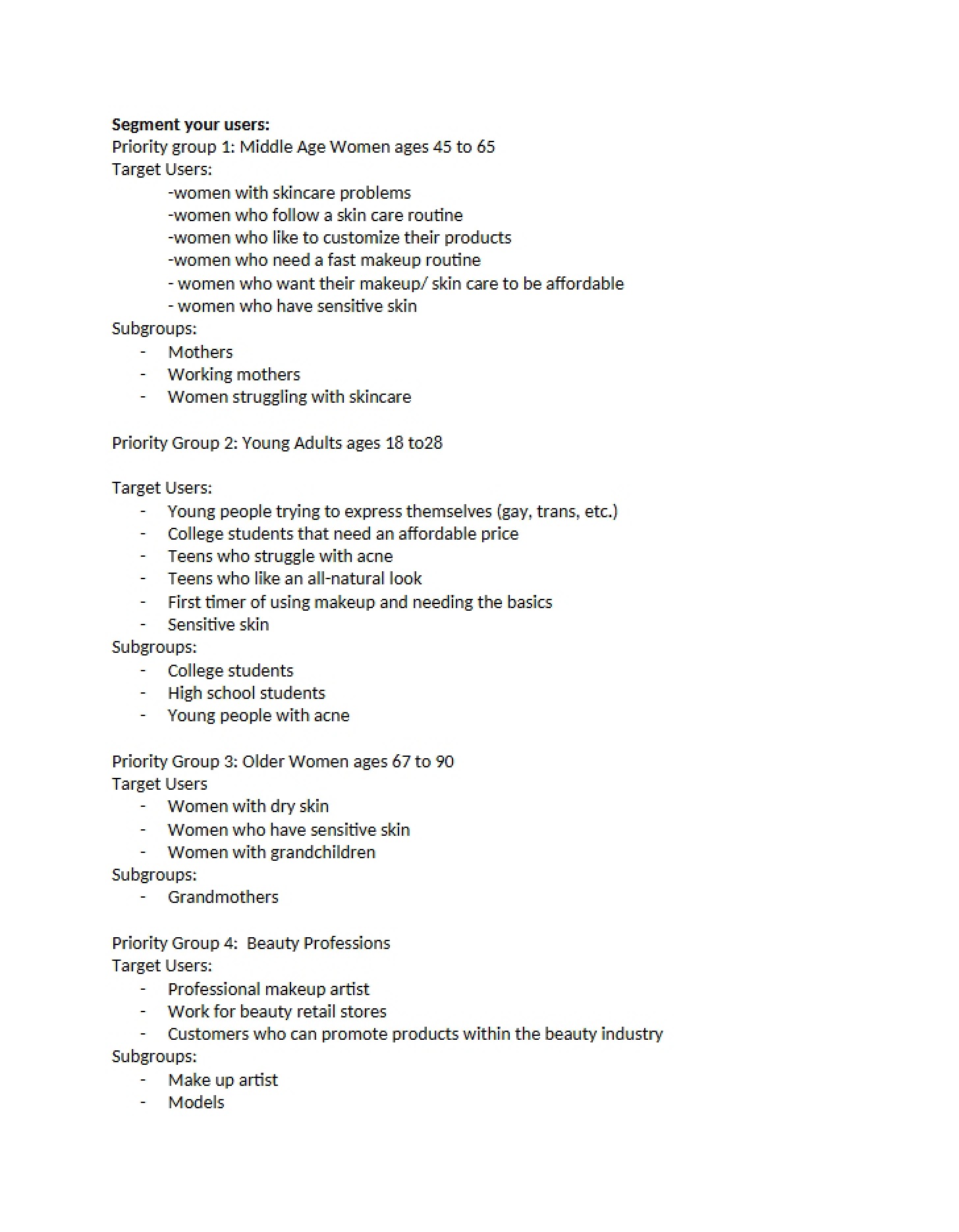 Worksheet Developing User Personas